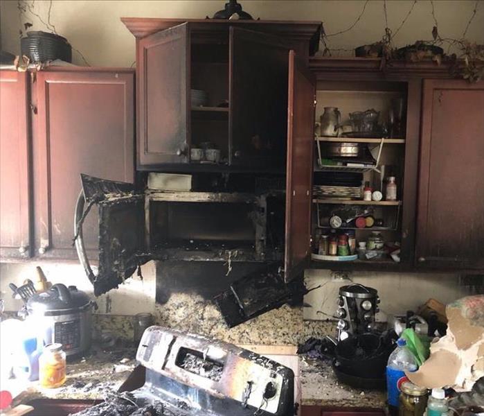 burned microwave and stove