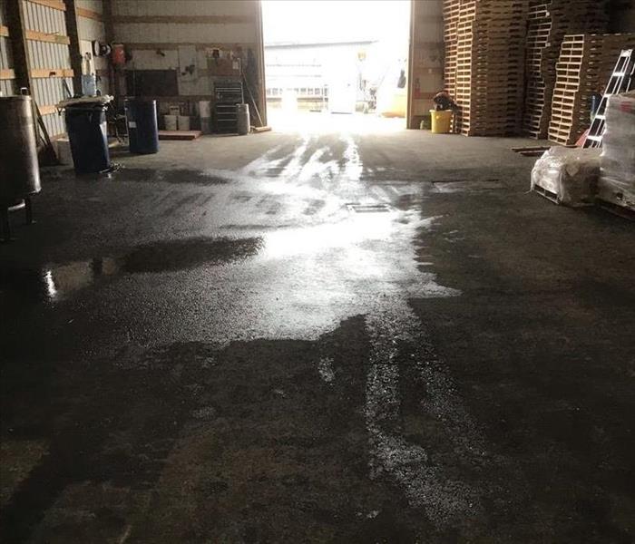 Water on the floor of a warehouse in Sumner, WA